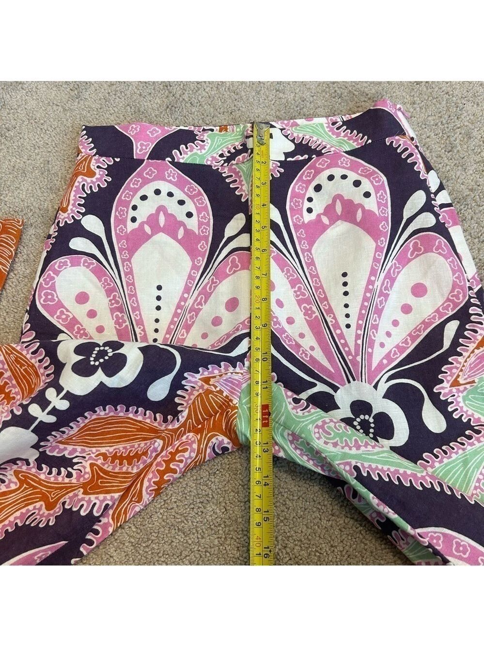 Zara paisley multicoloured printed retro bohemian flare pants - Picture 12 of 15